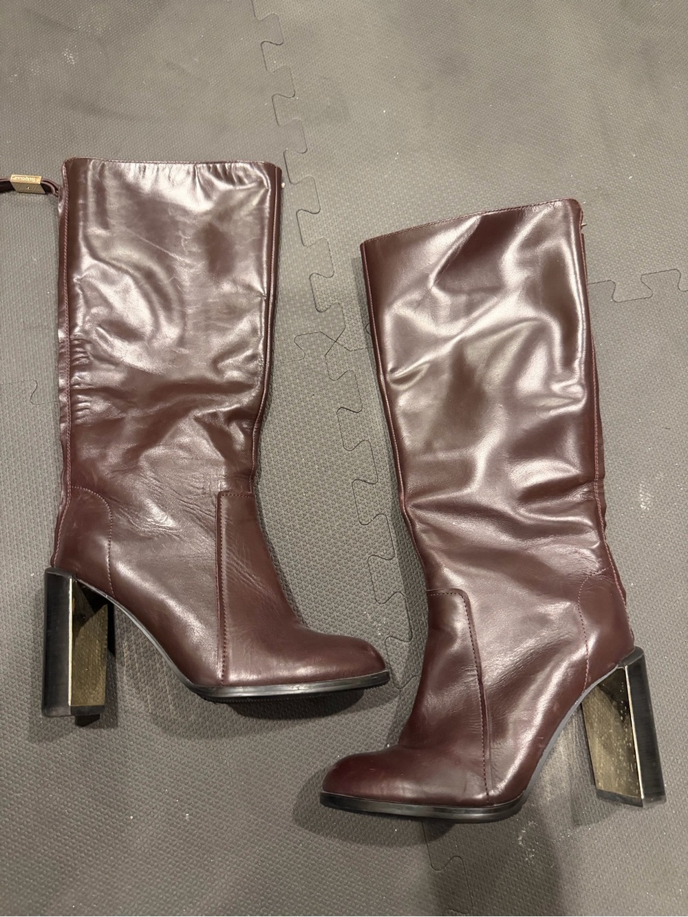 See By Chloe Tall Leather Boots in Dark Burgundy
